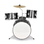 14"x10" 3-Pieces Junior Kids Drum Set Kit Pedal Drum Stick Wrench Drum Stool Black