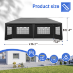 Same Code 74593042 Same Code 39118565 10'x20' Outdoor Party Tent with 6 Removable Sidewalls, Waterproof Canopy Patio Wedding Gazebo, Black - Image 9