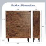 2-Drawer Top-Mounted Barn Door Shoe Cabinet Melamine Board Embossed MDF Shoe Cabinet 31.61*9.45*39.37in Rotten Wood Color - Image 5