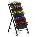 Vertical 5-Tier Raised Garden Bed with Wheels & Removable Planter Boxes for Patio Balcony - Image 2
