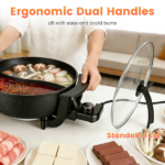 6L Large Capacity Electric Hot Pot with Divider, 5 Gear Adjustable Temperature Non-Stick Electric Cooker, Multifunctional Fondue Pot for 3-6 People with Cooking Tools - Image 11