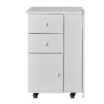 Foldable Manicure Table with Electric Dust Collector, Lockable Wheels, Wrist Cushion, Drawers & Cabinet for Beauty Salon, White - Image 4