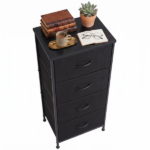 2/4-Drawer Dresser with Metal Frame & Wood Top, Fabric Storage Organizer, Black