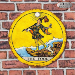 CIFbuy 1pc 8x8in The Fool Tarot Card 2D Flat Round Sign, "" Tarot Card 2D Flat Round Sign, 2D Flat Round Sign, Vintage Divination Prediction Plaque TikTok, TikTo Self-pickup Logiaqics - Image 5