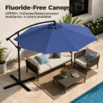 9.8FT Offset Cantilever Patio Umbrella with Crank & 8 Ribs, Easy Tilt Adjustment, UV Protection for Backyard Patio Lawn,blue - Image 4