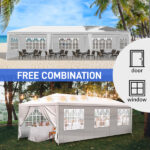 10'x30' Outdoor Party Tent with 8 Removable Sidewalls, Waterproof Canopy Patio Wedding Gazebo, White - Image 8