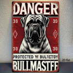 CIFbuy Vintage Bullmastiff Metal Sign 8x12 Inch Rustic Iron" Plaque Danger Protected By, Retro Wall Decor 2D Flat Home Ornament RustikTok, RustikTok, t Self-pickup Logiopics - Image 7
