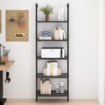 5-layer wall-mounted household steel-wood shelf, density board, iron frame, 61*30.5*182.88cm, black walnut color board, black frame - Image 15