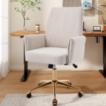 Mid-back liftable office chair, striped fabric, and ergonomically designed, is an excellent choice for working, studying or relaxing. The mid-back design provides a better sitting experience,White - Image 5