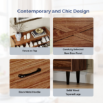 2-Drawer Top Enclosure Barn Door Shoe Cabinet Melamine Board Embossed MDF Shoe Cabinet 31.61*9.45*39.37in Walnut - Image 5