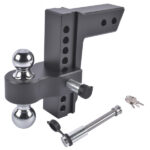 Fits 2.5" Receiver Aluminum Trailer Hitch Adjustable 8" Drop/Rise 2" & 2-5/16" Balls 18500LBS w/2 Locks