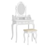 Modern Concise 4-Drawer 360-Degree Rotation Removable Mirror Dresser White =32759839 - Image 7