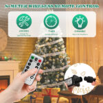 7.5 FT Artificial Snow Tipped Christmas Tree with DIY 350 Warm Lights Remote Control, Hinged Xmas Pine Tree with Silver Ribbon Ornaments for Holiday Party Office Home, Green & Snow Tipped - Image 13