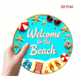 CIFbuy Welcome To The Beach Metal Sign 8x8 Inch Vintage Seaside Vacation Decor, Coastal Summer Wall Art Plaque, Round Home Decoration TikTok, TikTok, Self-pickup Logiopics - Image 2