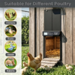 Solar Powered Automatic Chicken Coop Door with 4 Control Modes Light Sensor Timer Remote Manual, Anti-Pinch Weatherproof Aluminum Alloy Poultry Door Opener for Chickens Ducks Pigeons - Image 4