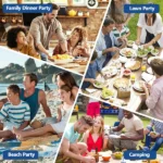 60" x 30" Foldable Boho Low Picnic Table, Solid Wood Beach Table with Adjustable Legs, Portable Indoor & Outdoor Floor Table for Picnic, Camping, BBQ, Wedding, Patio & Family Gatherings - Image 7