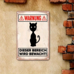 CIFbuy Cat Warning Area Guarded Tin Sign 8x12 Inch, Metal Plaque 2D Flat Unframed Vintage Cat Lover, Decor For Home Wall Garden Yard TinikTok, TinikTok, t Lover Self-Plckup Logioprdintage - Image 3