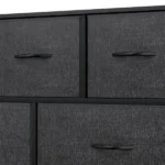 5 Drawer Dresser Fabric, Wide Chest Of Drawers With Wood Top for Living Room,,Hallway,Black (Shipment from Walmart) - Image 5