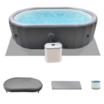 Hot Tub Inflatable Portable Oval Spa 2 Person Hot Tub with 180 Bubble Jets, Cover, Filter Cartridges, Pump