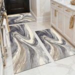 Three-piece kitchen rug set, non-slip and washable, abstract pattern kitchen hallway rug, soft and comfortable, suitable for sinks, floors, entrances, hallways and bathrooms.
