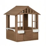 Kids Wooden Outdoor Playhouse, Garden Cottage with Flower Pot Holder & Working - Image 2