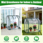 28.94"x21.46"x27.76" Tabletop Mini Greenhouse, Compact Mini Greenhouse with Zippered Door, No-Tool Setup Portable Greenhouse for Windowsill Balcony Urban Gardening,Waterproof PVC Cover Steel Frame Greenhouse for Seed Germination - Image 3