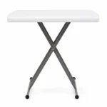 Adjustable Folding Table, 30 x 20 in Small HDPE Portable Personal Table with Steel Legs, White Gray, Indoor Outdoor Use (Shipment from Walmart)