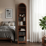 8-Tier Arched Dome Display Rack Particleboard Melamine-Faced Bookshelf 15.75*11.81*70in Walnut