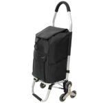 Shopping Stair Trolley with Wheels,Trolley Black Foldable Shopping Cart,Removable Shopping Oxford Waterproof Bag,Stainless Steel Triangular Wheels, Black - Image 3