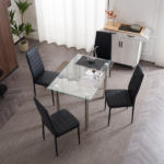 4pcs Elegant Assembled Stripping Texture High Backrest Dining Chairs Black Replace encoding 13028198-18410366 - Image 99
