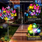 4-piece set of 160 LED 68 butterfly solar lights, used for garden and yard decoration, Christmas decorations, Mother's Day gifts for mothers - Image 7