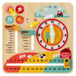 Montessori Wooden Time Learning Clock for Kids 3+, All-in-One Calendar Season Weather Educational Toy