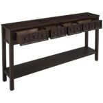 Rustic Entryway Console Table, 60" Long Sofa Table with two Different Size Drawers and Bottom Shelf for Storage (Espresso) - Image 8