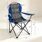 2 Pack Heavy Duty Folding Camping Chairs 330 LBS Capacity, 600D Oxford Padded Portable Outdoor Lawn Chairs with Cup Holder & Carry Bag - Navy - Image 3
