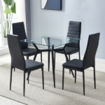 4pcs Elegant Assembled Stripping Texture High Backrest Dining Chairs Black Replace encoding 13028198-18410366 - Image 123