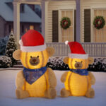 Set of 2 Lighted Plush Bear Christmas Decorations, Pre-lit Pull Up Holiday Decor with 60 Warm White LED Lights for Xmas Outdoor Indoor Decor Lighted Holiday Displays - Image 8