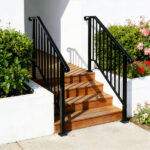 [Same Code 11384510 73142795]Artisasset Matte Black Outdoor 3 Level Iron Handrail - Image 15