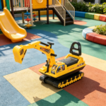 Yellow Black No Power Excavator Toy – Durable Ride On Tractors Digger Movable Scooter Walker, Basket Storage for 18-48 Months - Image 5