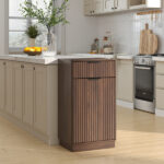 10-Gallon Woodgrain Tilt-Out Trash Can Cabinet Wooden Garbage Recycling Cabinet with Wave-Textured Hideaway Drawer&Pull-Out Bin-Multipurpose Kitchen/Bath Organizer in Walnut Finish - Image 22