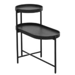 2-Tier Black Side Table with Storage Sofa Table for Living Room Metal Frame & Wooden Desk End Table - Image 6