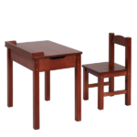 Flip Top Kids Table and Chair Set, Wood Activity Table Set with Storage Space for Arts Crafts, Dark Coffee - Image 5