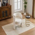 Modern Accent Chair, Contemporary Boucle Fabric Accent Armchair Comfy Upholstered Leisure Single Sofa Chair for Living Room Bedroom Apartment Office - White - Image 18