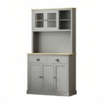 71" Gray Freestanding Kitchen Pantry Cabinet – Modern Tall Hutch with Wide Countertop and Custom Adjustable Shelves - Image 2