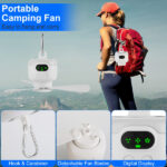 2 In 1 Portable Camping Fan with LED Lantern 8000mAh Battery Powered Tent Fan with Carabiner Digital Display 4 Speeds 4 Timer Settings for Camping Canopy Tents RV - Image 9