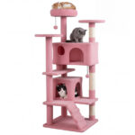 52" Tall Cat Tree Tower with Perches & Condos, Multi-Cat Playground with Scratching Posts (Pink) - Image 2