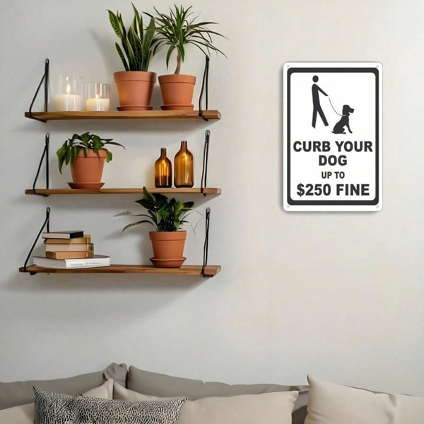 CIFbuy Curb Your Dog Metal Tin Sign, Regulations Caution Plaque, 8x12in Unframed Wall Decor, Wall Decor, Indoor Outdoor Safety Sign Tin SignikTok, Tin SignikTok, med Wall Decor Self-tickup Logiopn
