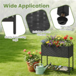 28" Elevated Raised Planter Box with Storage Shelf, Ergonomic Garden Bed for Patio Balcony Herb Vegetable - Black - Image 9