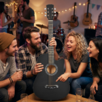 Matte Black 38-inch Acoustic Guitar with Picks, Strings, Capo, Case, Tuner, and Strap - Image 11