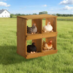 Nesting Boxes for Chickens, Wooden Chicken Nesting Box, Laying Eggs Nest Box for Chickens Hens Ducks, Yellow, 4 Compartments - Image 5