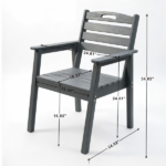 HDPE Outdoor Terrace Dining Chair Set, low maintenance - for gardens, backyards and decks - grey (backrest) - Image 4